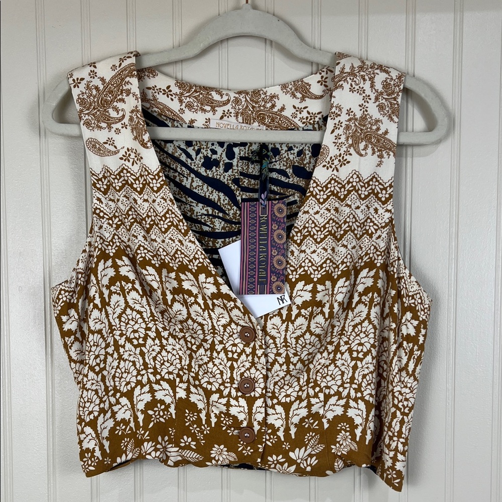 NWT Novella Royale Women’s Bohemian Paisley Floral Vest Size Medium